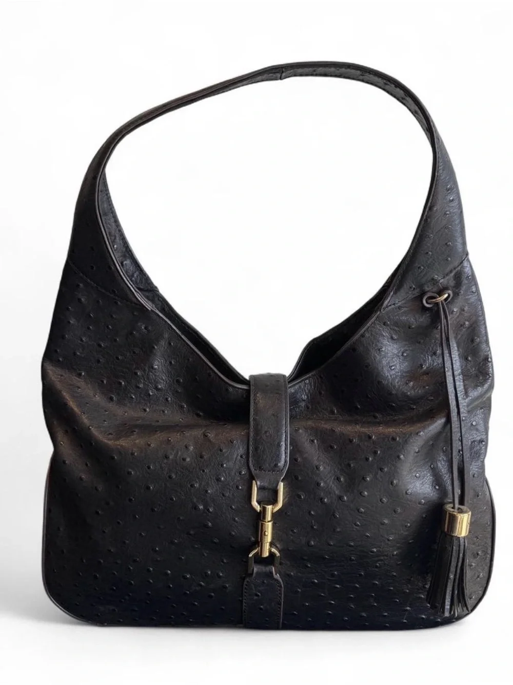 G.I.L.I. Black Leather Hobo Bag with Gold Hardware